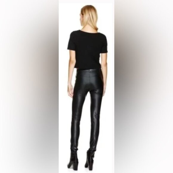 Aritzia Wilfred Free Sauvage Pants Vegan Leather Skinny Fit Sz 8 Black - Picture 4 of 6